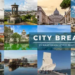 Kolaż zdjęć z największych miast Europy: Wieża Eiffla, Watykan, Florencja, Praga, Lizbona i inne. Idealne na city break!