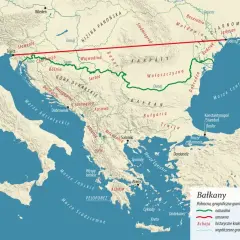 Mapa Bałkanów pokazuje, gdzie jest Albania, między Morzem Adriatyckim a Macedonią, na zachód od Grecji.