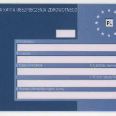 Europejska Karta Ubezpieczenia Zdrowotnego (EKUZ) z Kielc, z danymi osobowymi i numerem identyfikacyjnym.