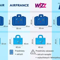 Wymiary bagażu rejestrowanego 10 kg dla Ryanair, Air France, Wizz Air i LOT. Sprawdź, co możesz zabrać.