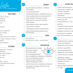 Lista rzeczy, co zabrać na wakacje: odzież, obuwie, dokumenty, kosmetyki, leki, elektronika i dodatki.