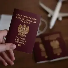 Dłoń trzyma polski paszport. Obok leżą kolejne dokumenty, maseczka i model samolotu. Planujesz podróż i zastanawiasz się, jak wyrobić paszport?