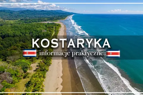 Widok z lotu ptaka na wybrzeże Kostaryki, gdzie leży ten piękny kraj. Bujna zieleń i turkusowe morze.