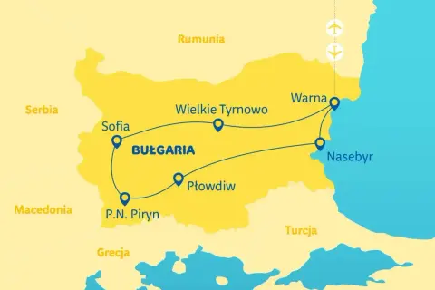 Trasa 10 dni bułgaria samolotem: Sofia, Płowdiw, P.N. Piryn, Wielkie Tyrnowo, Warna, Neseber.