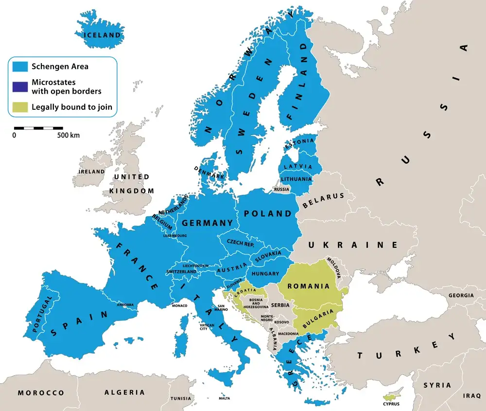 Mapa strefy Schengen