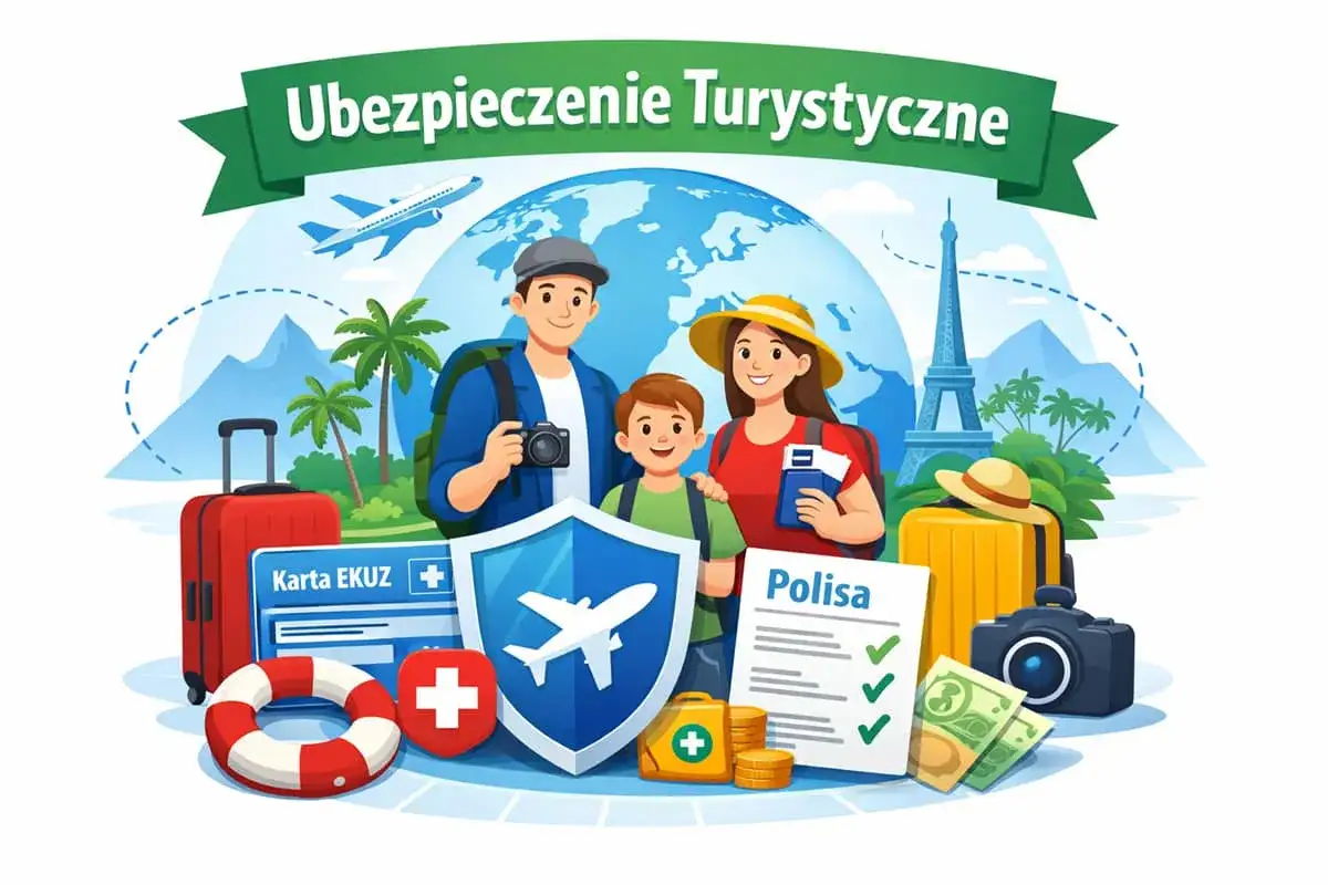 Rodzina w podróży, symbolizująca assistance za granicą krótkoterminowe. Ubezpieczenie turystyczne chroni przed nieprzewidzianymi zdarzeniami.