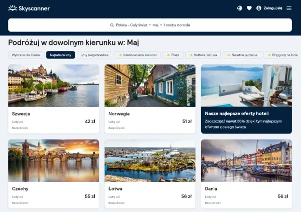 Tanie loty na majówkę do Szwecji (od 42 zł), Norwegii (od 51 zł), Czech (od 55 zł), Łotwy i Danii (od 56 zł).