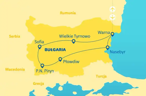 Trasa 10 dni bułgaria samolotem: Sofia, Płowdiw, P.N. Piryn, Wielkie Tyrnowo, Warna, Neseber.